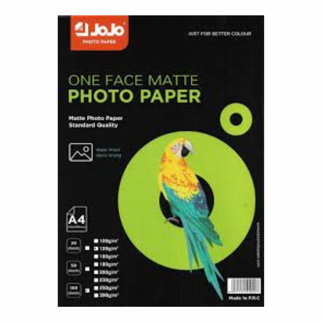 PAPEL FOTOGRÁFICO MATE A4 180GR 100 HOJAS JOJO (copiar)